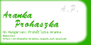 aranka prohaszka business card